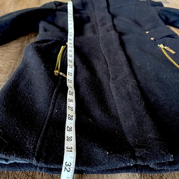 DETAILS INT Black Lined Trench Coat Gold Toned Buttons and Zipper Size XSmall - Picture 12 of 16